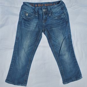 SOLD - Rock Revival Adele Capri Jean 26 Straight Denim Embroidered Fleur-de-lis